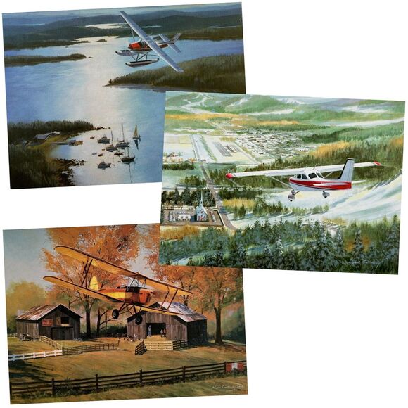 Nixon Galloway Aviation Art Note Cards Boxed Set of 18 with 3 Airplane Paintings - Picture 1 of 11